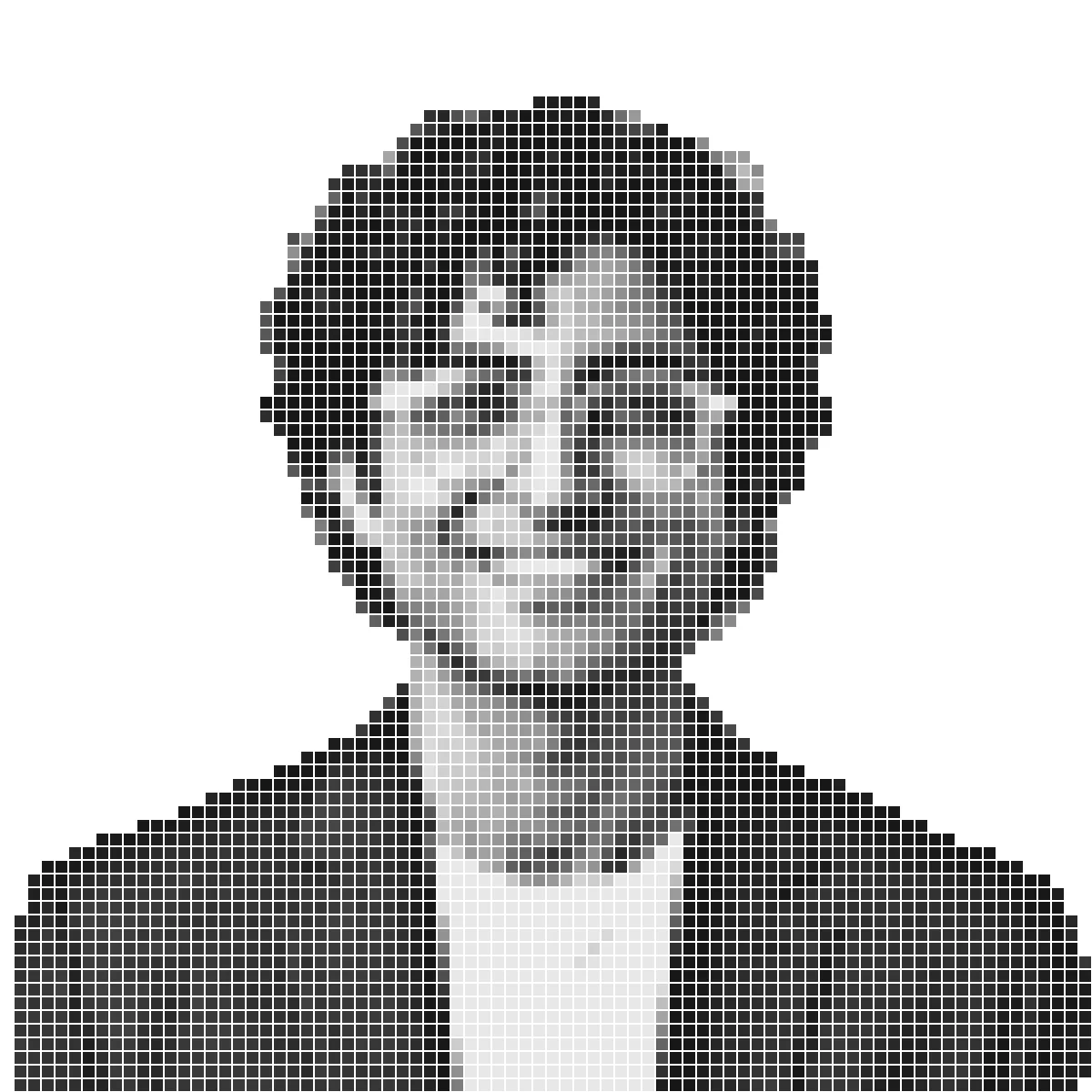 Portrait of Kavish Raj Singh made of small grey square tiles